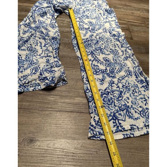 Caroline Constas Set Button Shirt & Slit Leg Pants Blue Floral Size Small - Picture 11 of 11